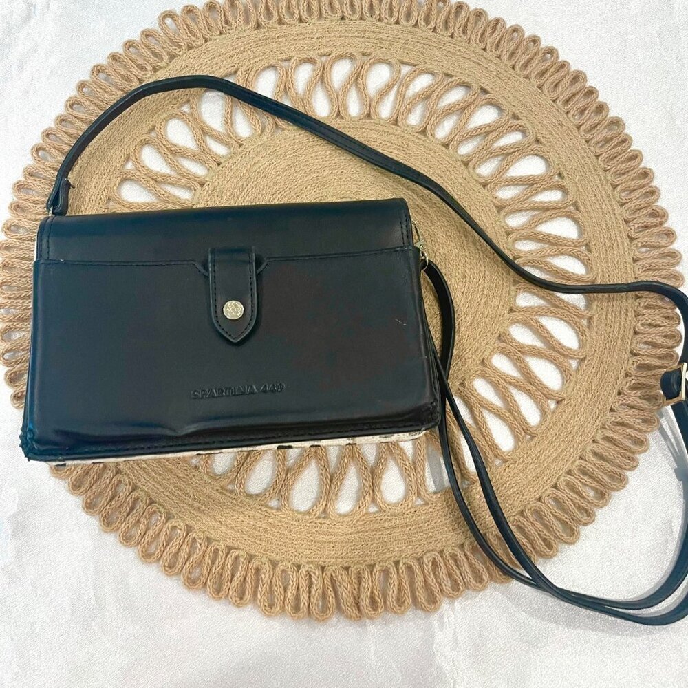Spartina 449 Simone Phone City Market Crossbody Linen & Leather Bag - Picture 6 of 13